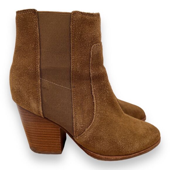 Soludos Suede Block Heel Brown Booties Round Toe Women’s 6 - Picture 1 of 14